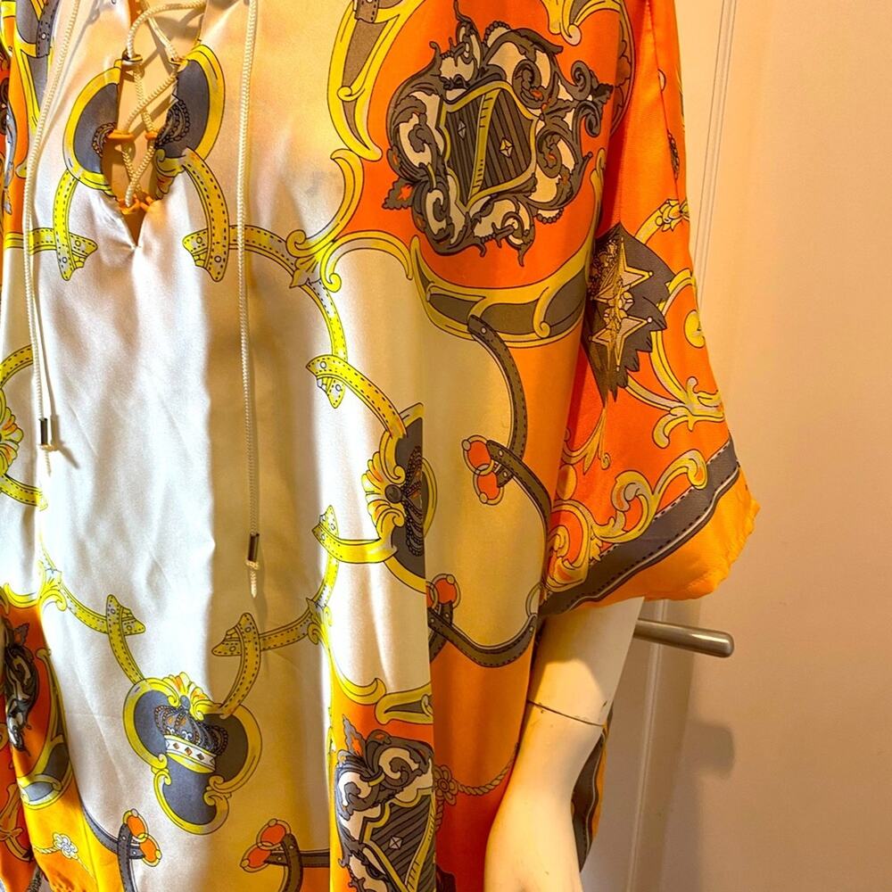 JB by JULIE BROWN Silk Top or Dress Size S Oversized fits Large Colorful NWOT - Picture 9 of 13